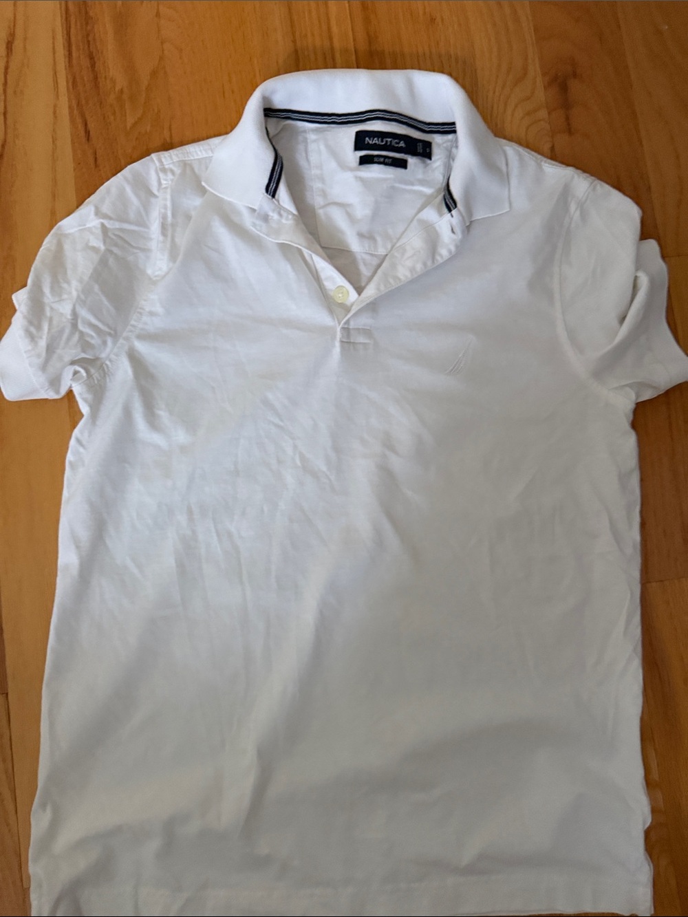 Nautica White Men's Polo with Navy Trim